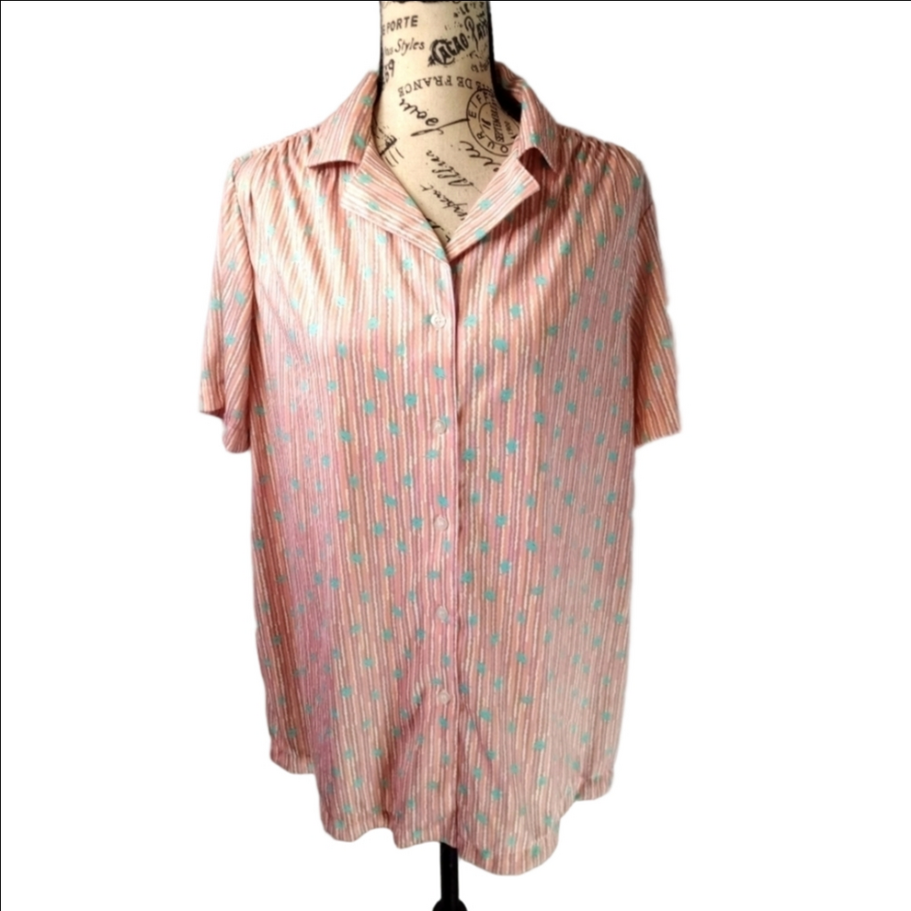 Vintage Sears The Shirt Purple Stripe Blouse XL